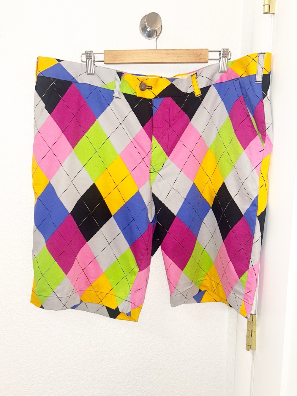 LOUDMOUTH Golf The Argyle Multicolor Bermuda Style Men’s Athletic Shorts SZ: 42